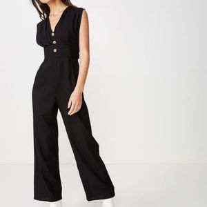 NEW Cotton on Delilah deep v-neck jumpsuit black M